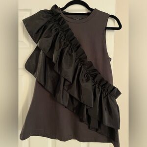 Romeo + Juliet Couture sleeveless top with dramatic wrap-around ruffle
